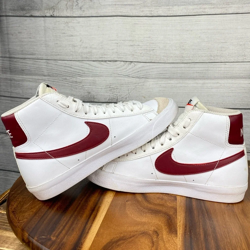 Nike Blazer Mid 77 White Team Red Burgundy Sneaker DA4086-102 Women’s Size 7.5
